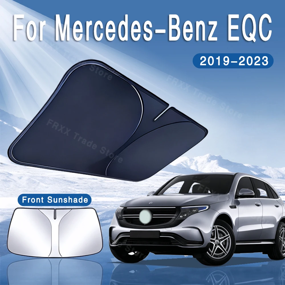 

For Mercedes-Benz EQC 2019~2023 Foldable Car Sun Visor Front Windshield Sunshade Heat Insulation Summer Cooling Auto Accessories