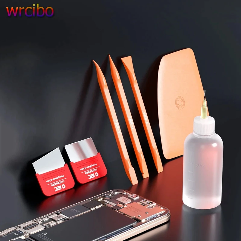 

I2C 7 в 1, антистатический нейлоновый пластиковый лопатка с лезвием и бутылкой алкоголя для удаления задней крышки экрана телефона