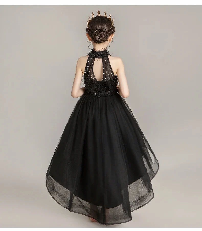 Robe de princesse traînante pour adolescentes, robe de soirée élégante pour enfants, olympiques en dentelle et tulle, mode féminine, ballon de soirée