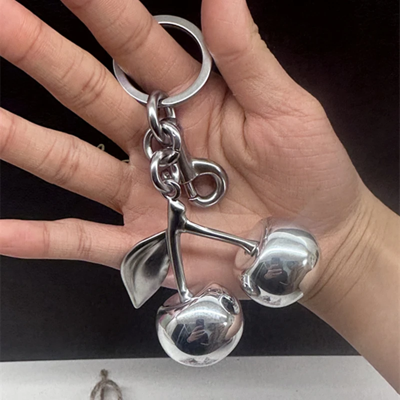 Luxury Mirror Face Silvery Cherry Pendant Bag Charm For Coach Handbag Shoulder Bags Women's Wallet Keychain Accessories Gift