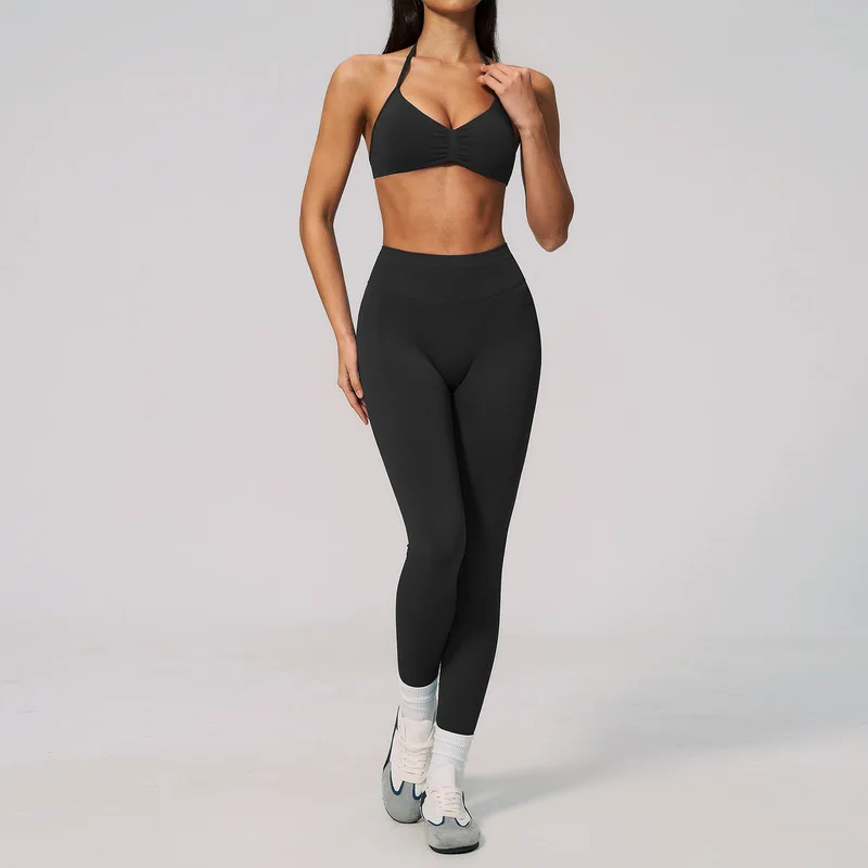 Seamless Yoga Set For Women Sports Fitness Beauty Back High Waist Butt-Lifting Pilates Training Yoga Outfit Female Tracksuit