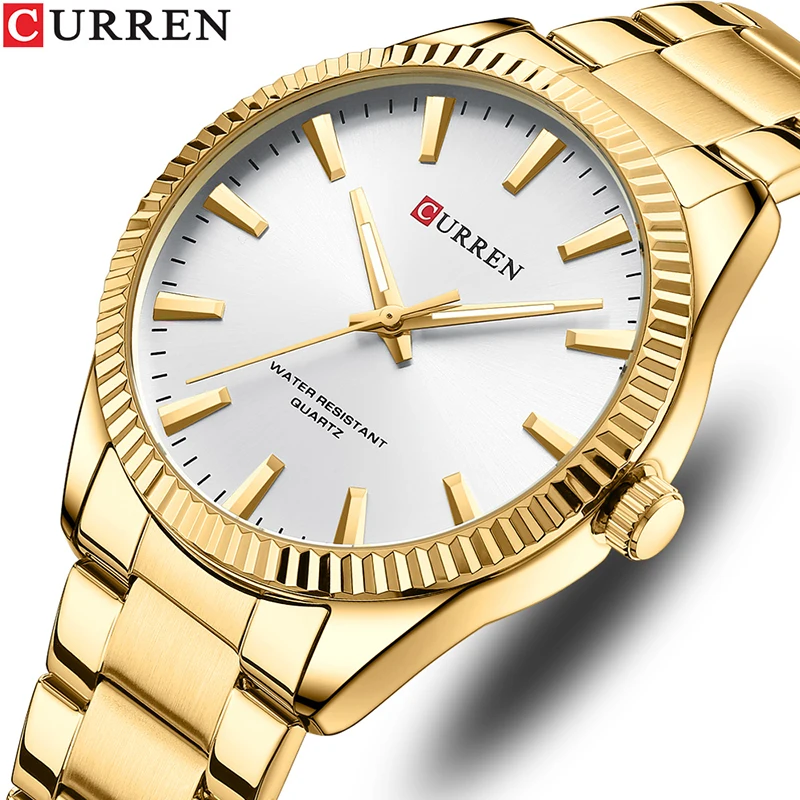 

CURREN Luxury Brand Business Stainless Steel Quartz Watches for Man Luminous Hands Clock Simple Design Wristwatches