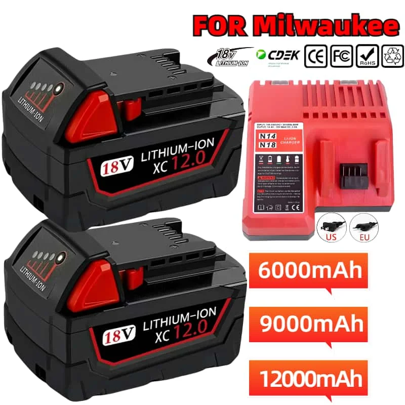 

Original Replacement Lithium ion 18V 9.0Ah Battery For Milwaukee M18 48-11-1815 48-11-1850 48-11-1860 Z50 Power Tool Batteries