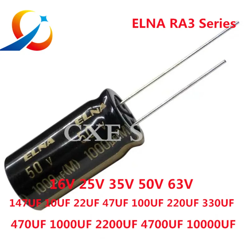 ELNA RA3 Series HiFi Audio Capacitor 16V 25V 50V 63V 10uF 22uF 47uF 100uF 220uF 470uF 1000uF 2200uF 3300uF 10000uF Original 20%