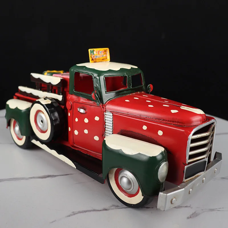 Imitation Christmas Pick-up Truck Model Tin Handicraft N Nostalgic Bar Window Creative Decorations Decoration Car Decoration