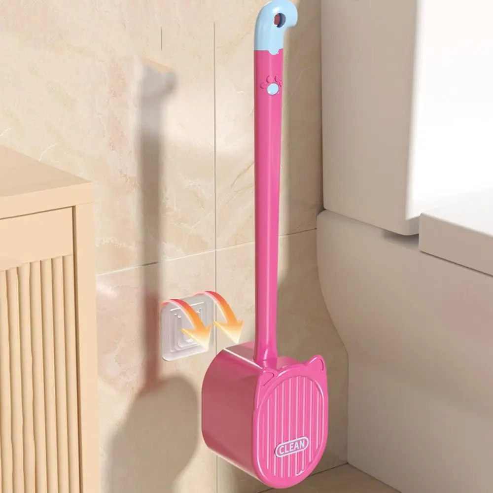 실리콘 화장실 브러시 더블 헤드 교수형 구멍 화장실 스크러버 벽걸이 형 긴 손잡이 화장실 클리너 코너 브러시