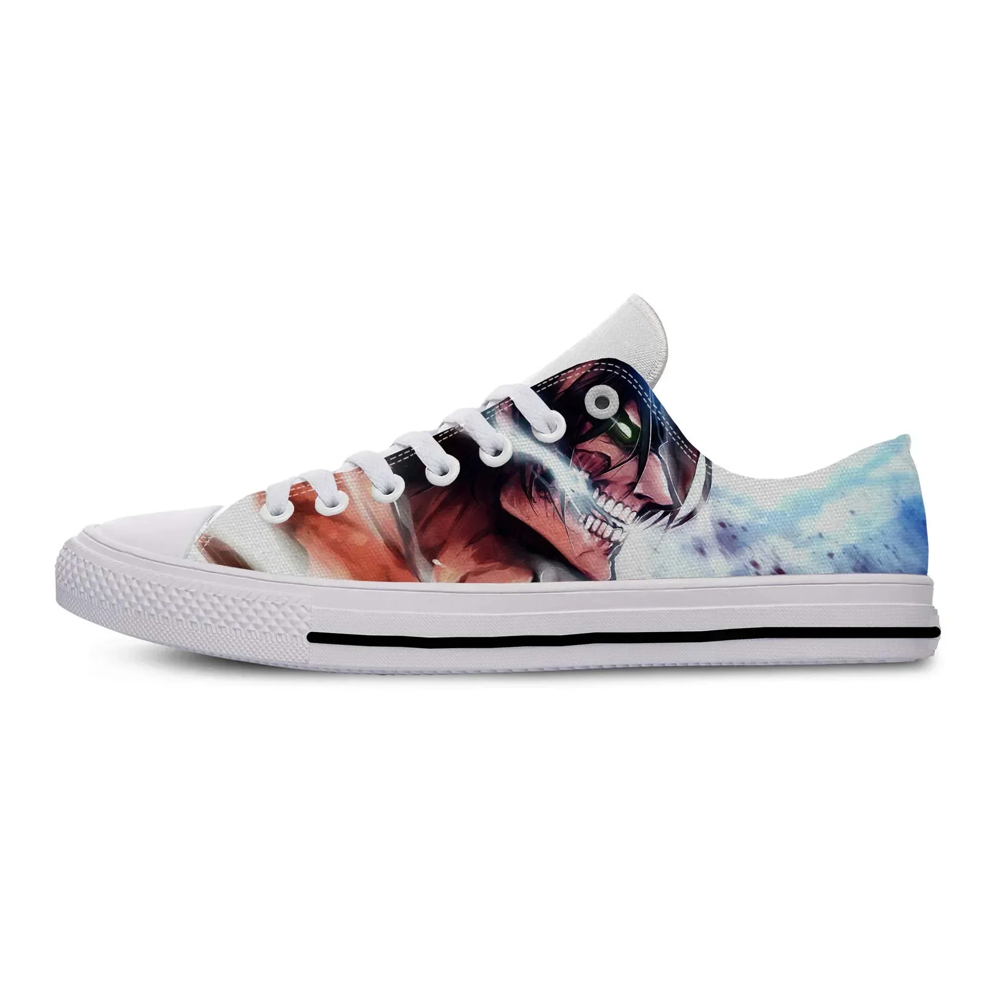 

Hot Anime Attack On Titan Lightweight Cloth 3D Print Funny Fashion Low Top Canvas Shoes Mens Womens Casual Breathable Sneakers