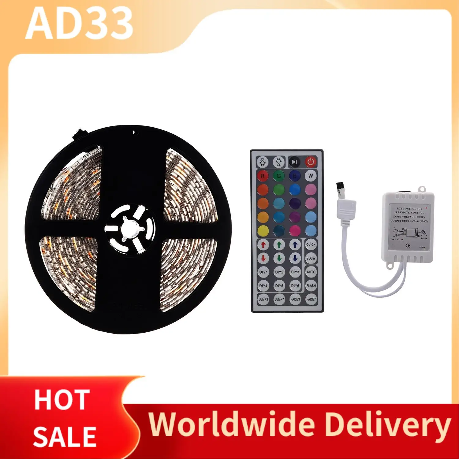 

Top Deals 2 Pcs Accessories: 1 Pcs RGB 5M 5050 LED Strip Light Flexible 300 Leds SMD LED Tape & 1 Pcs 44 Key IR Remote Controlle