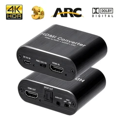 HD-MI audio extractor 4K 60Hz HD-MI 2.0 Audio Extractor ARC Splitter 5.1 Ch HD-MI to toslink audio converter for PS5 Xbox series