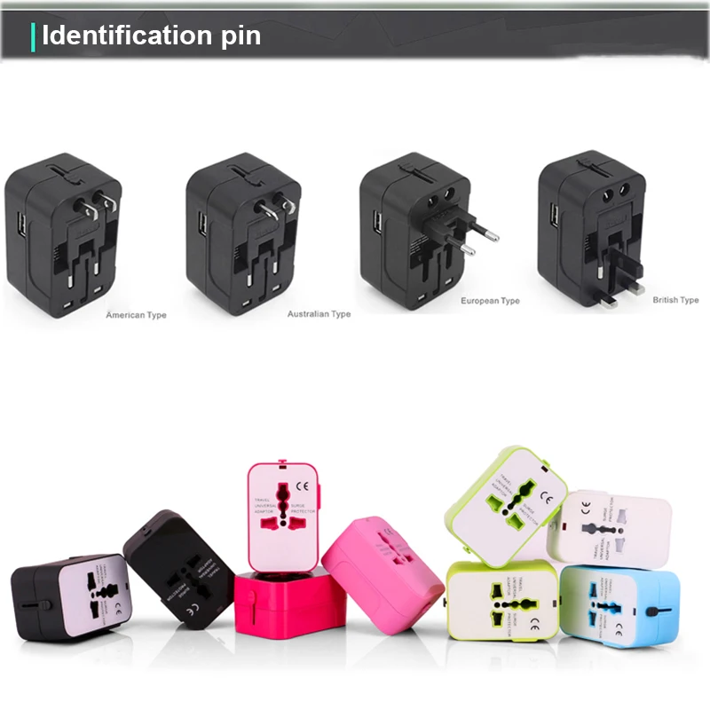 Universal Worldwide All in Phone Charger Travel Wall Power Plug Adapter with Dual USB Charging Ports USA EU UK