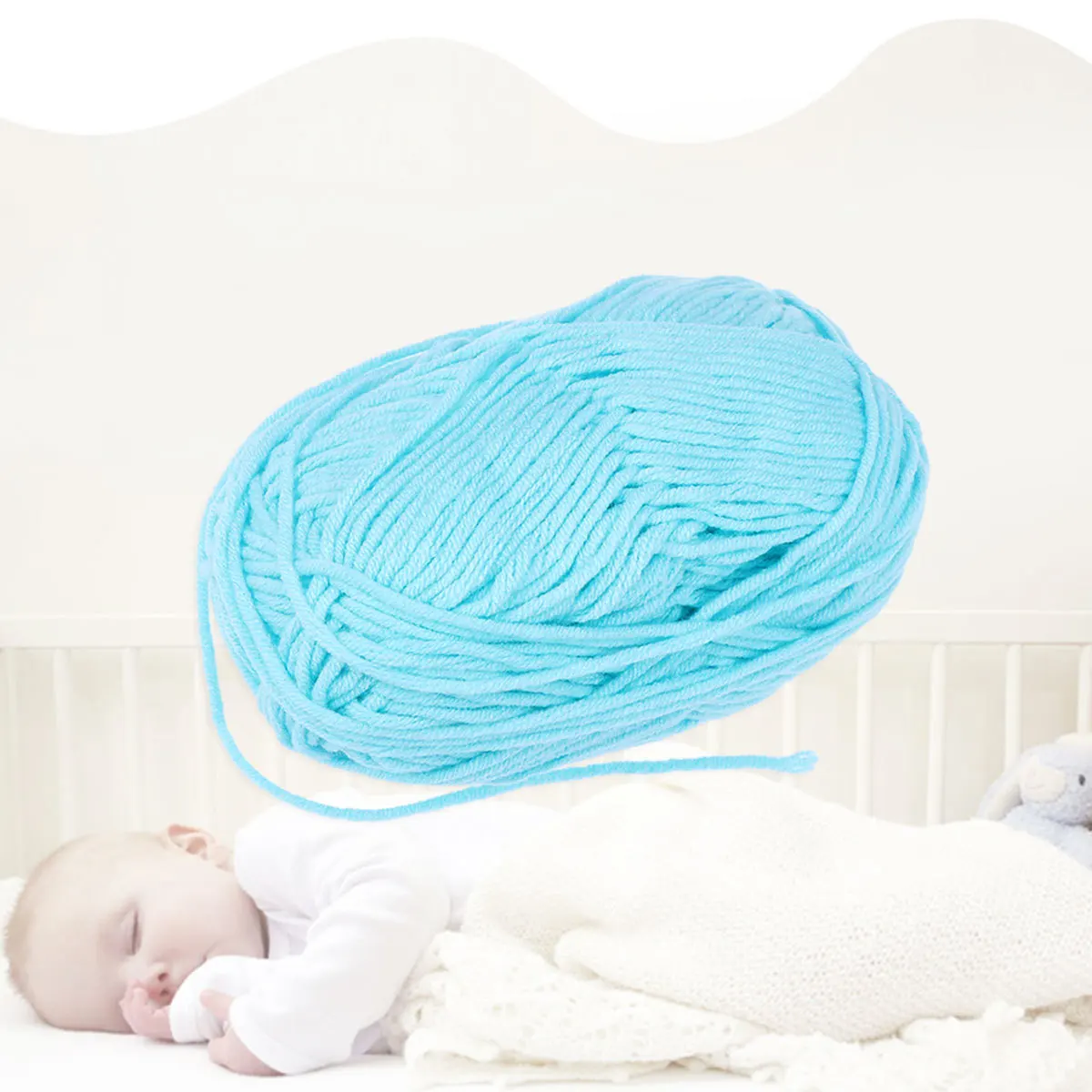 

Milk Cotton Yarn Chunky Soft Warm Light Turquoise for Sweaters Hats Scarves DIY Crochet Knitting Wool Accessories