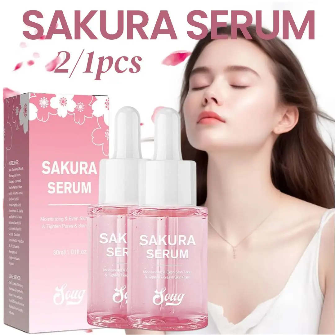 Niacinamide Sakura Serum Face Essence Deep Cleansing Moisturizing Dry Skin  Shrink Pores Beauty Facial Skin Care Products 2/1pcs