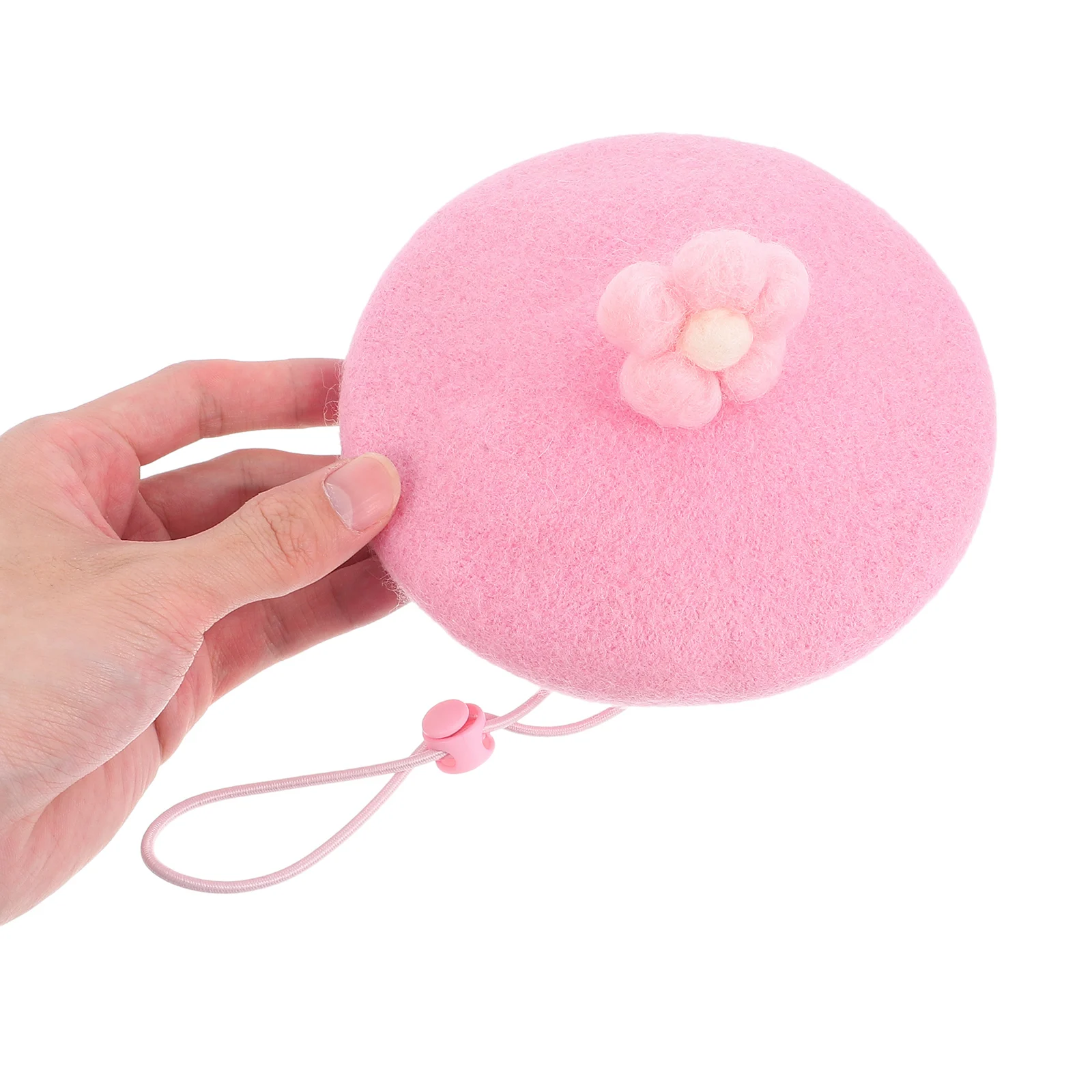 

Cute Cartoon Pet Beret Hat Pink Woolen Headwear for Small Cats Dogs Holiday Photoshoots Easy to Wear Fashionable Warm Accessory