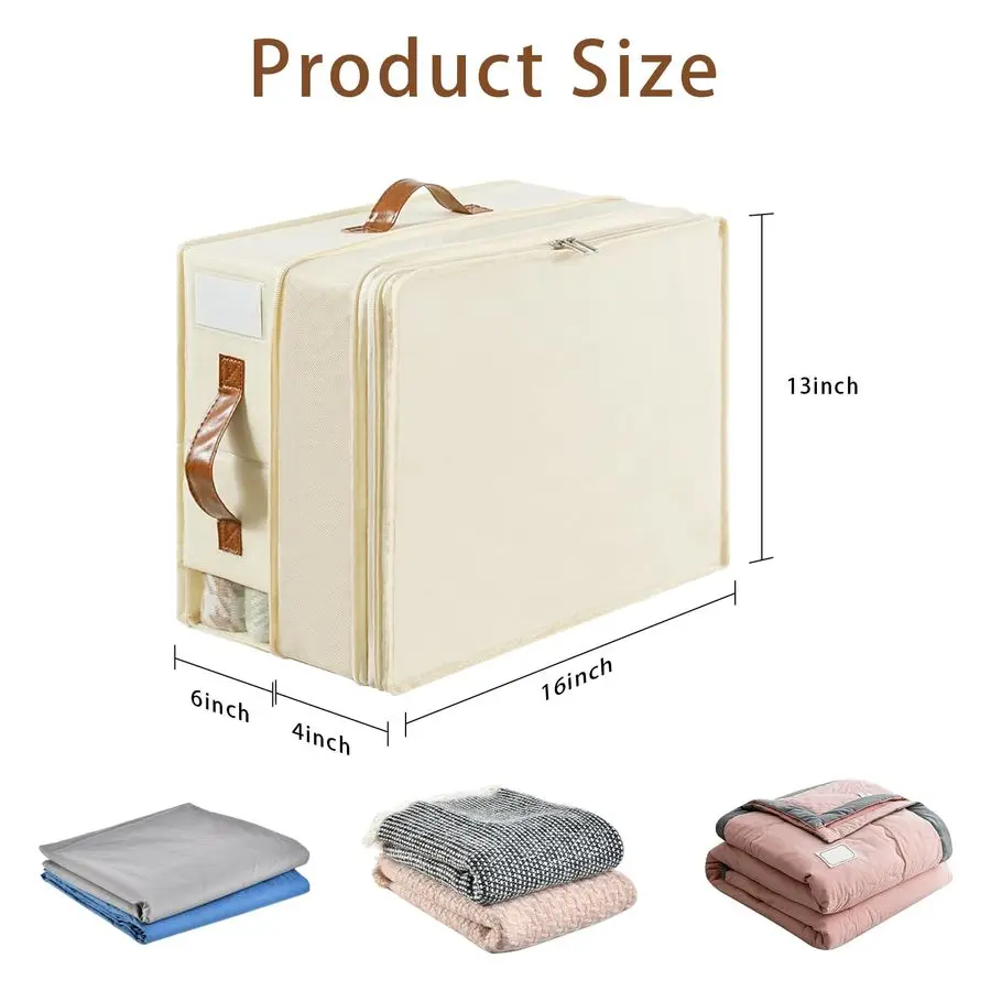 Organizadores e armazenamento de lençóis, 4 pacotes de organizadores de armário de linho com zíper ajustável, armazenamento de cama dobrável para queen ou king