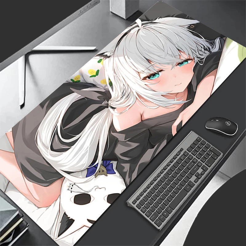 Mousepad Computer Gaming Accessories Keyboard Pad Office Rubber Mouse Pad H-hololive Shirakami Fubuki Decoracion Desk Mouse Mat