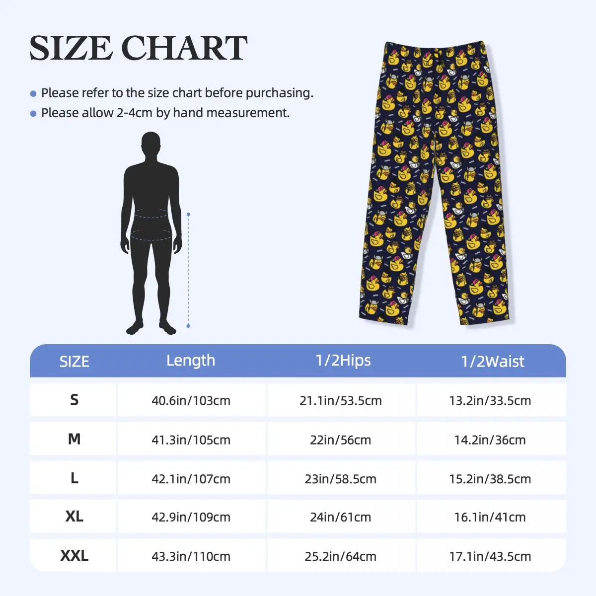 Custom Cartoon Animal Rubber Duck Pajama Pants Men\'s Lounge Sleep Stretch Sleepwear Bottoms with Pockets