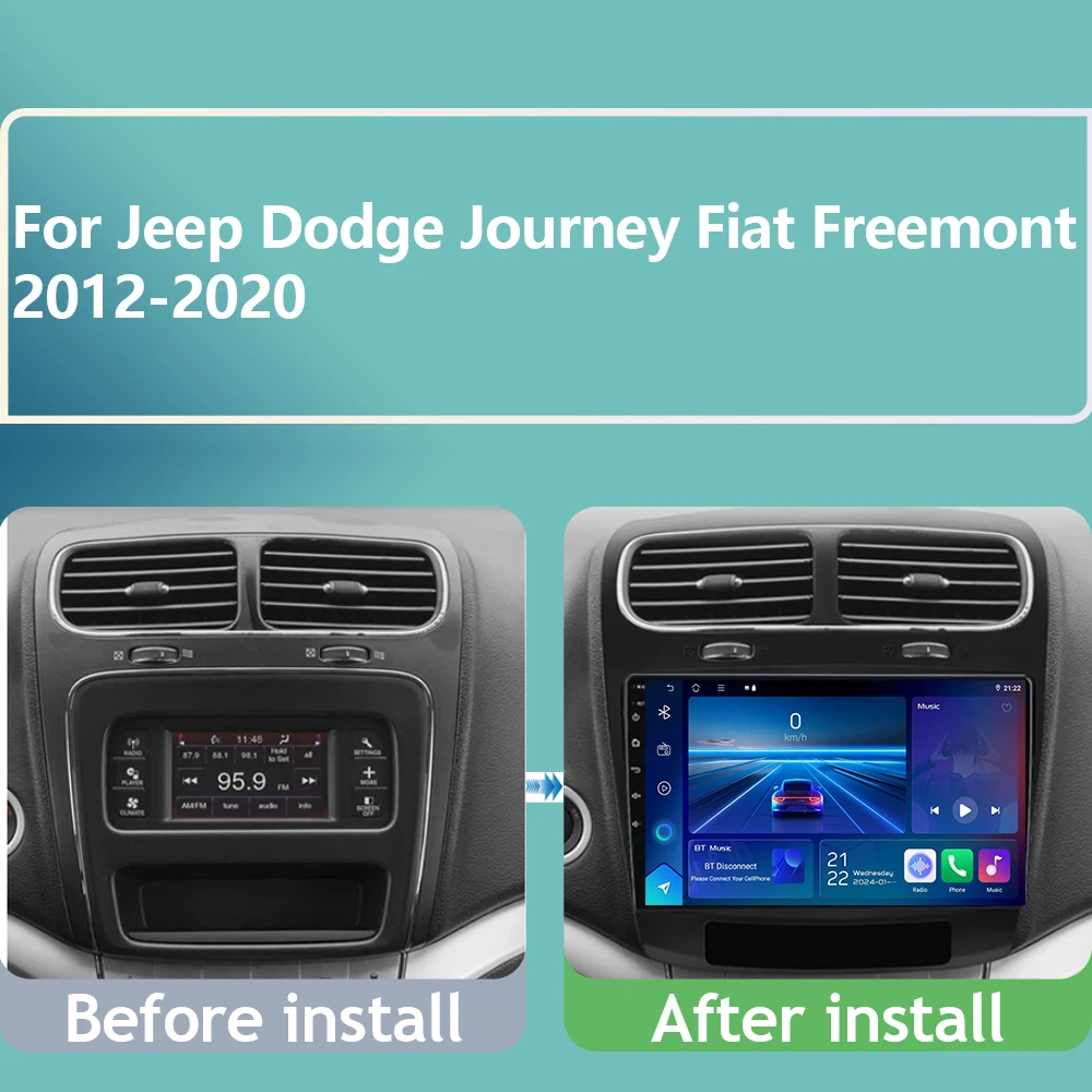 Carplay 4G For Jeep Dodge Journey Fiat Freemont 2012 2013 2014 2015-2020 Android 16 Car Radio Multimedia Video Player GPS stereo view 2