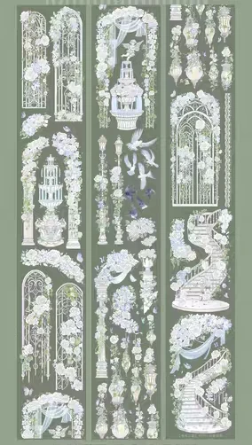 Mist Forest Garden Vine Washi Shiny PET Tape