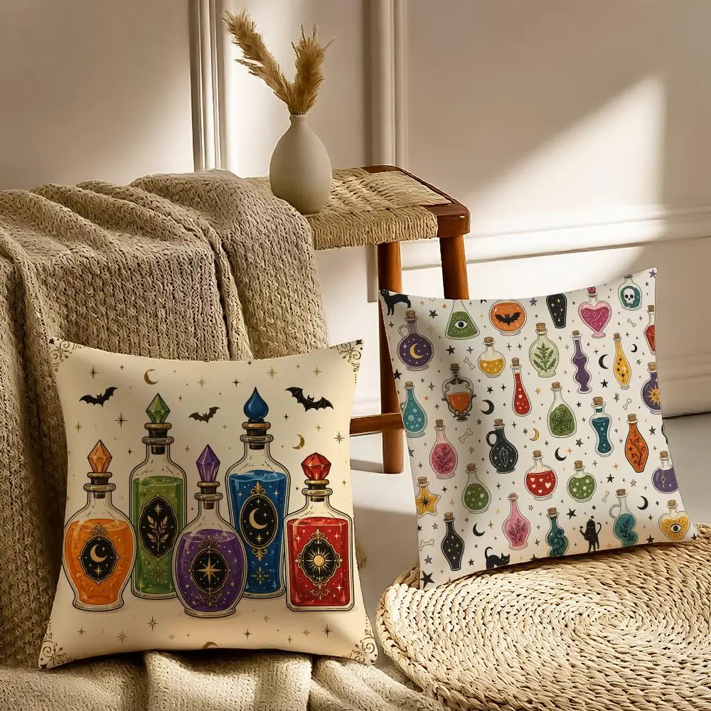 Halloween Potion Bottle Cushion Cover Pillowcase Anti-dustmite living Room Sofa Decor Cushion Room