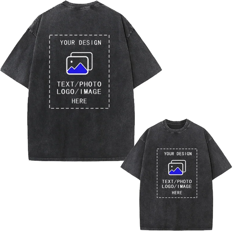 Vintage Loose T-shirt Men's Customized T-Shirt 100% Cotton Washed Style Team Gathering Gym Workout Fashion Street Daily Fit