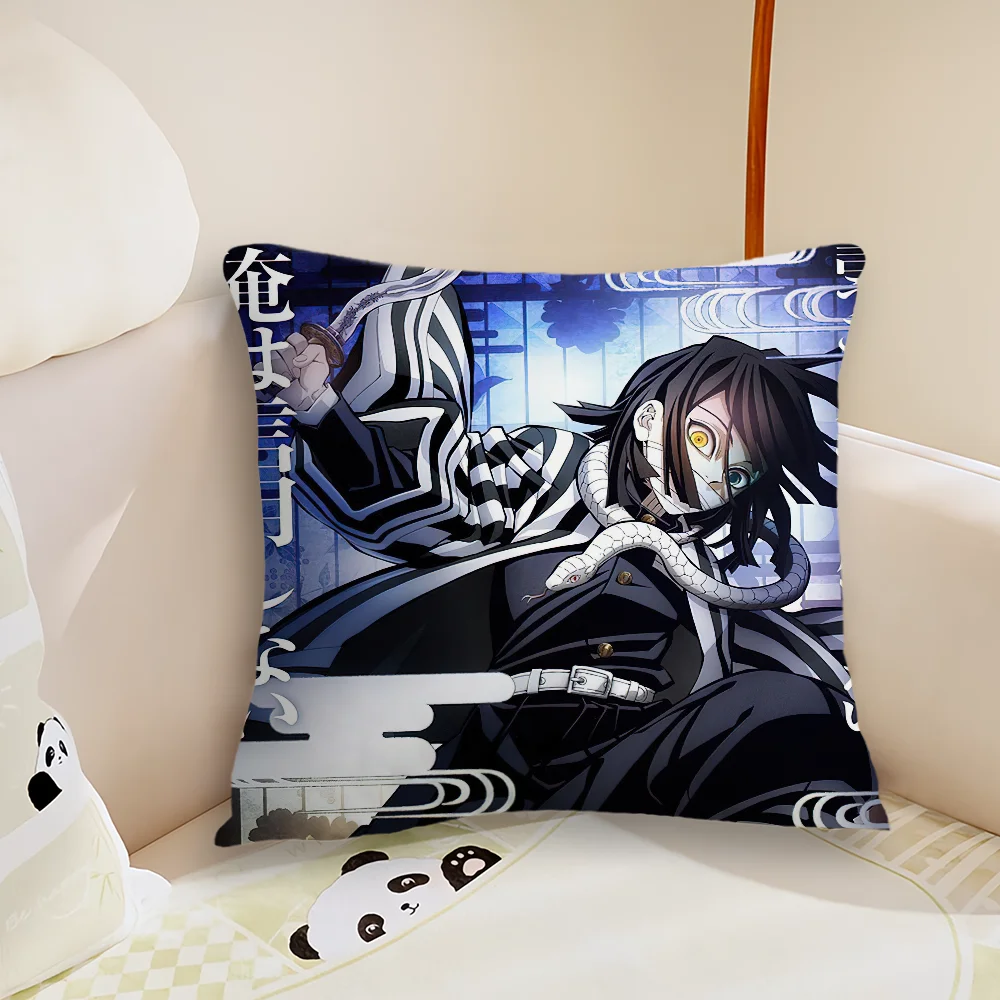 Anime D-Demon S-Slayer Obanai Iguro Pillow Case Living Room Sofa Cushion Cover Suitable For Home Bedroom Room Decoration