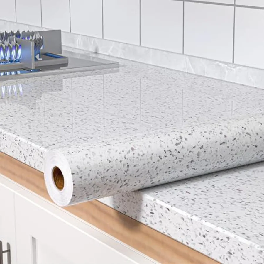

Glossy Marble Contact Paper for Countertops 118"×15.7" Self Adhesive Removable Wallpaper Granite Peel and Stick Wallpaper for B