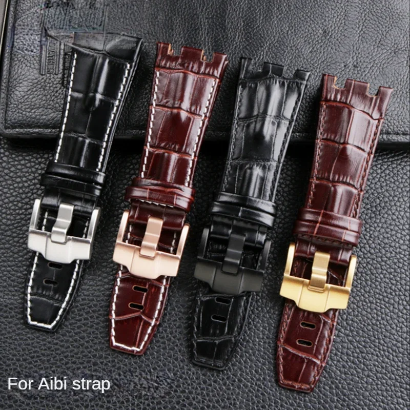 Genuine Leather Watch Strap for AP Aibi Royal Oak Offshore Special Belt 15703 15710Special Concave-Convex Mouth Watchband 28mm