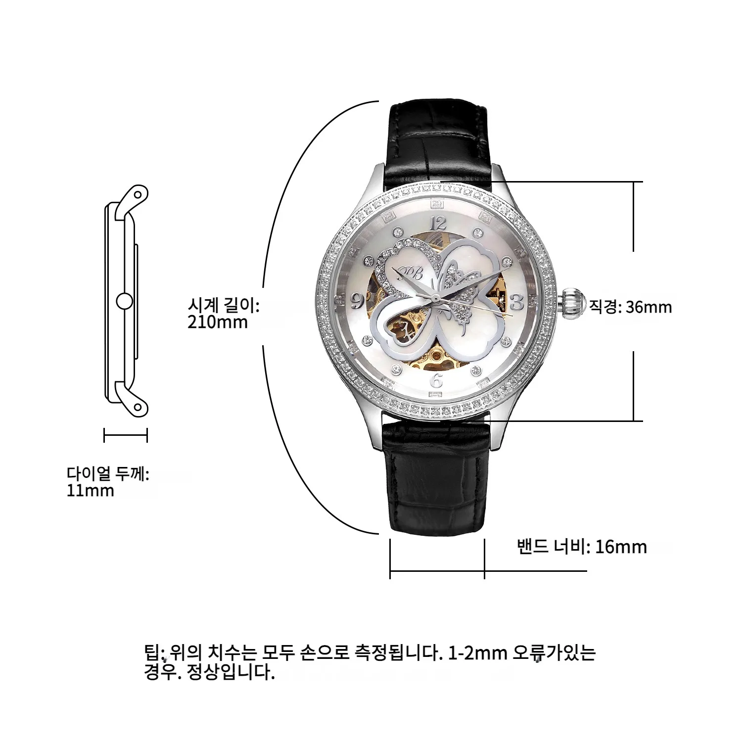 Princess Butterfly Luxury Mechanical Watches for Women Original Crystal Butterfly Four Leaf Clover Ladies Watch Leather Strap