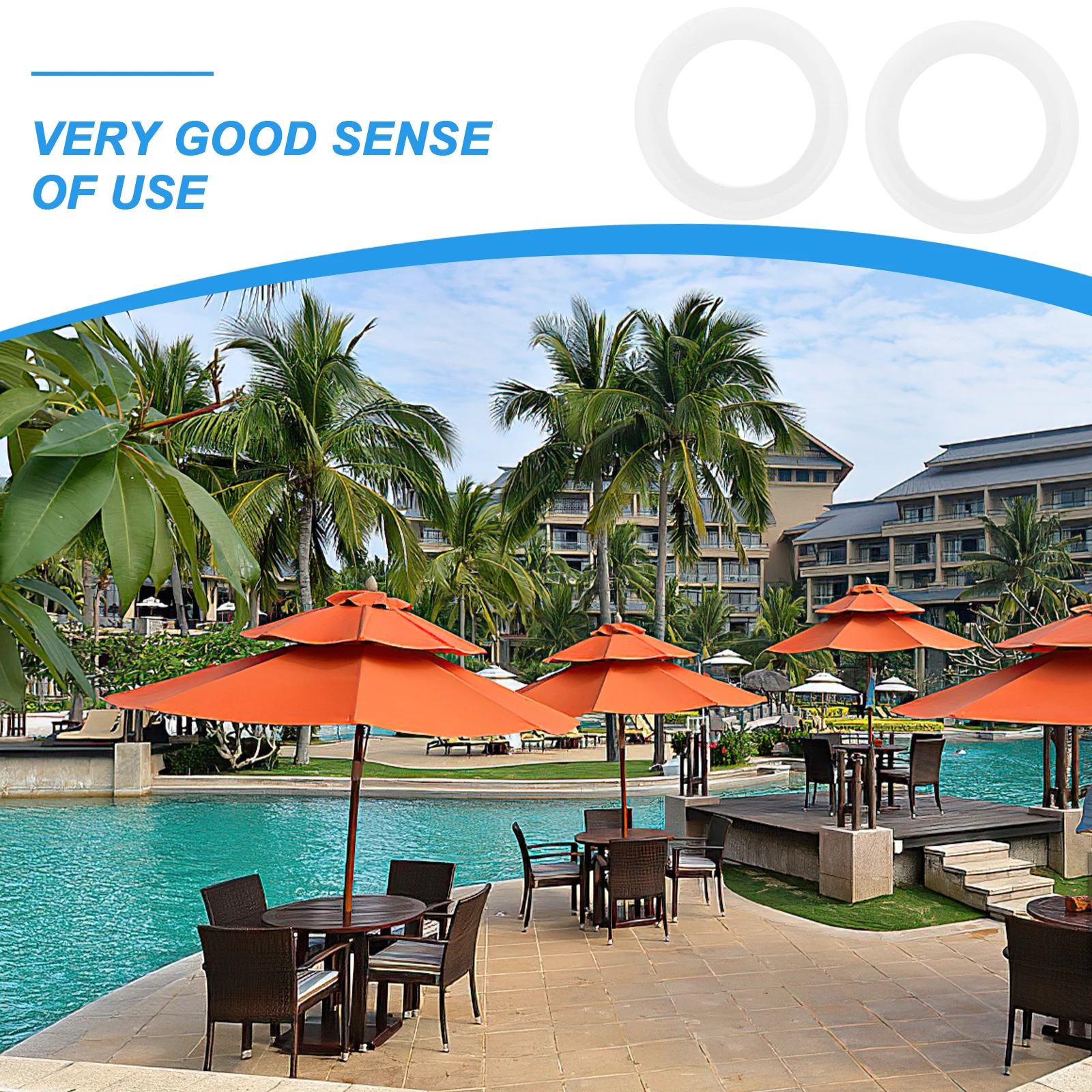 

2pcs Umbrella Hole Rings Transparent Silicone Table Inserts for Patio Garden Sunshade Dustproof Anti Shake Durability Outdoor