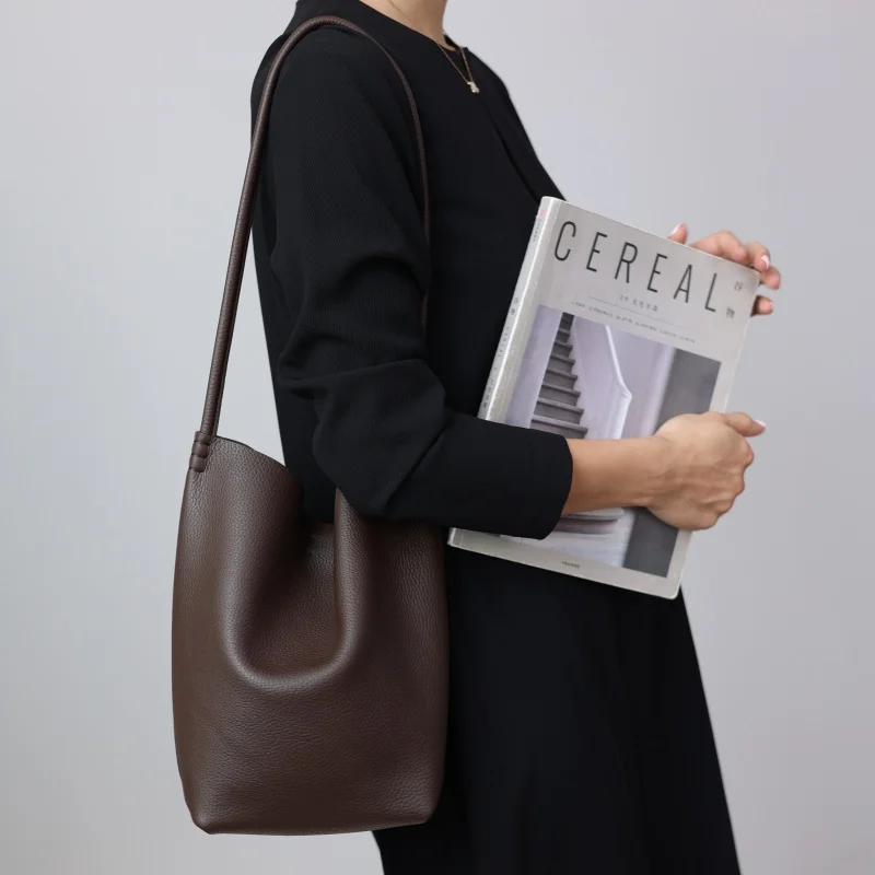 Genuine Leather Simple Design Tote For Women Luxury Soft Elegant Single Shoudler Bags Suitable For Four Seasons