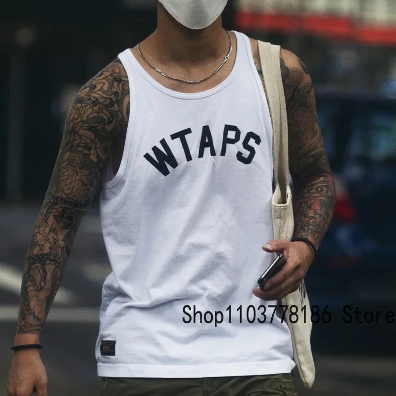 24 Summer Japan Fashion Brand WTAPS Vest Loose Casual Logo Print Sports Top Unisex Wtaps High Quality Breathable Cotton T-shirt