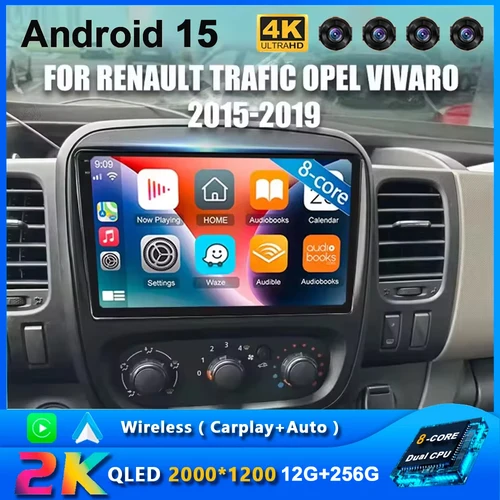 9 ""Android 15 Carplay Radio estéreo de coche para Renault Trafic 3 2014 -2021 para Opel Vivaro B 2014-2018 reproductor Multimedia de navegación
