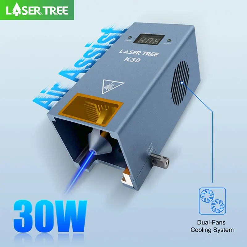 LASER TREE 30W Optical Power Laser Module with Air Assist 6pc Diodes TTL Blue Light Laser Head for CNC Machine Cutting Engraver