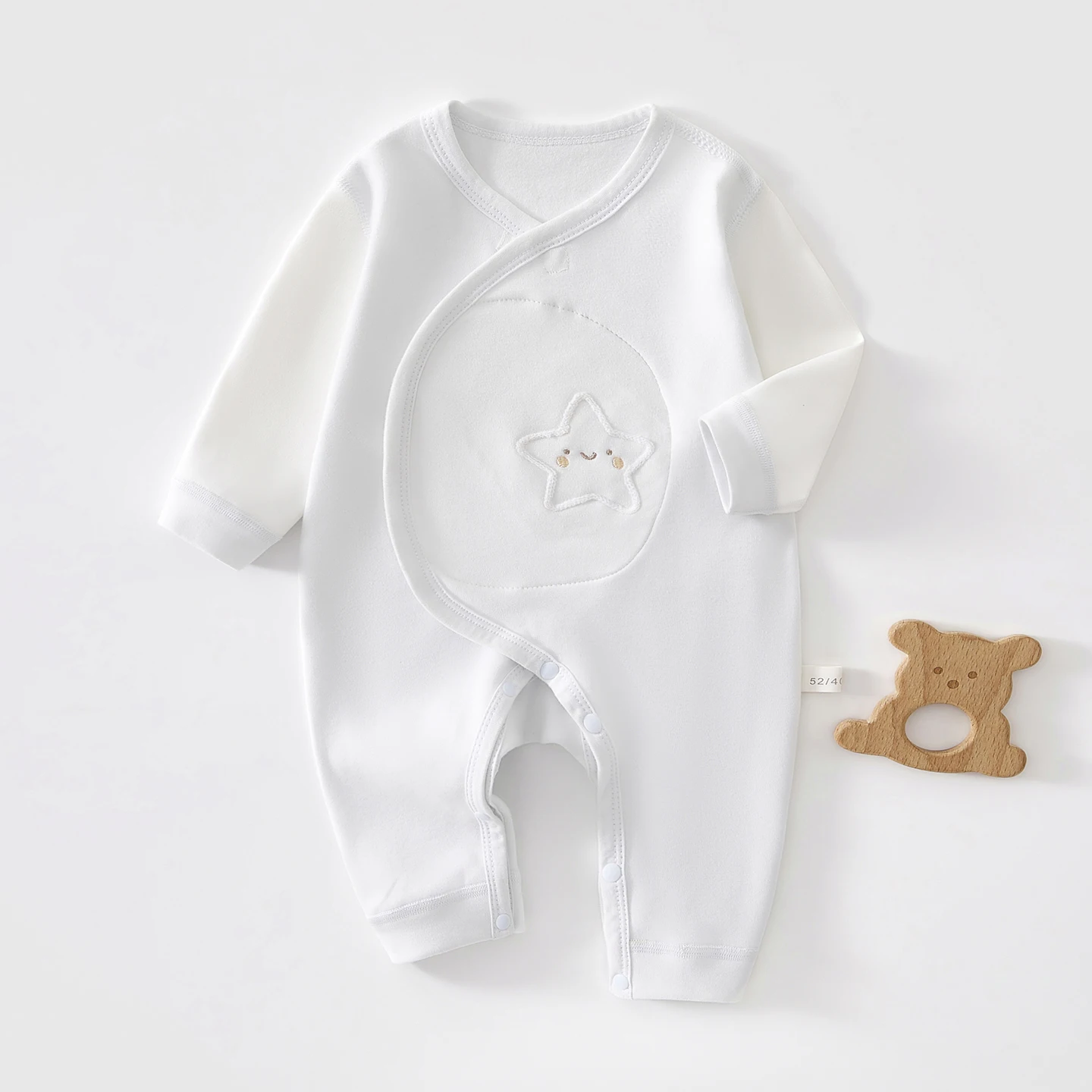 Newborn Baby Clothes, Base Layer Butterfly Romper, Spring and Autumn Pure Cotton Belly-Protecting A-Class Jumpsuit, All-Season Onesie