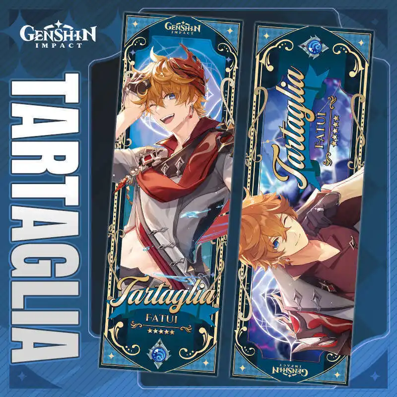 Genshin Impact Spiel reversible Laser Ticket Lesezeichen Geschenk Anhänger Furina Raiden Shogun Keqing Ganyu sammeln dekorative Geschenke