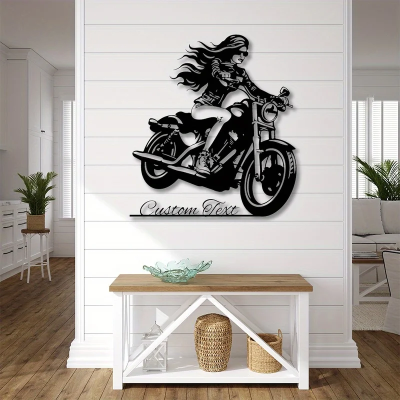 1Customizable personalized metal sign for cool women riding motorcycles