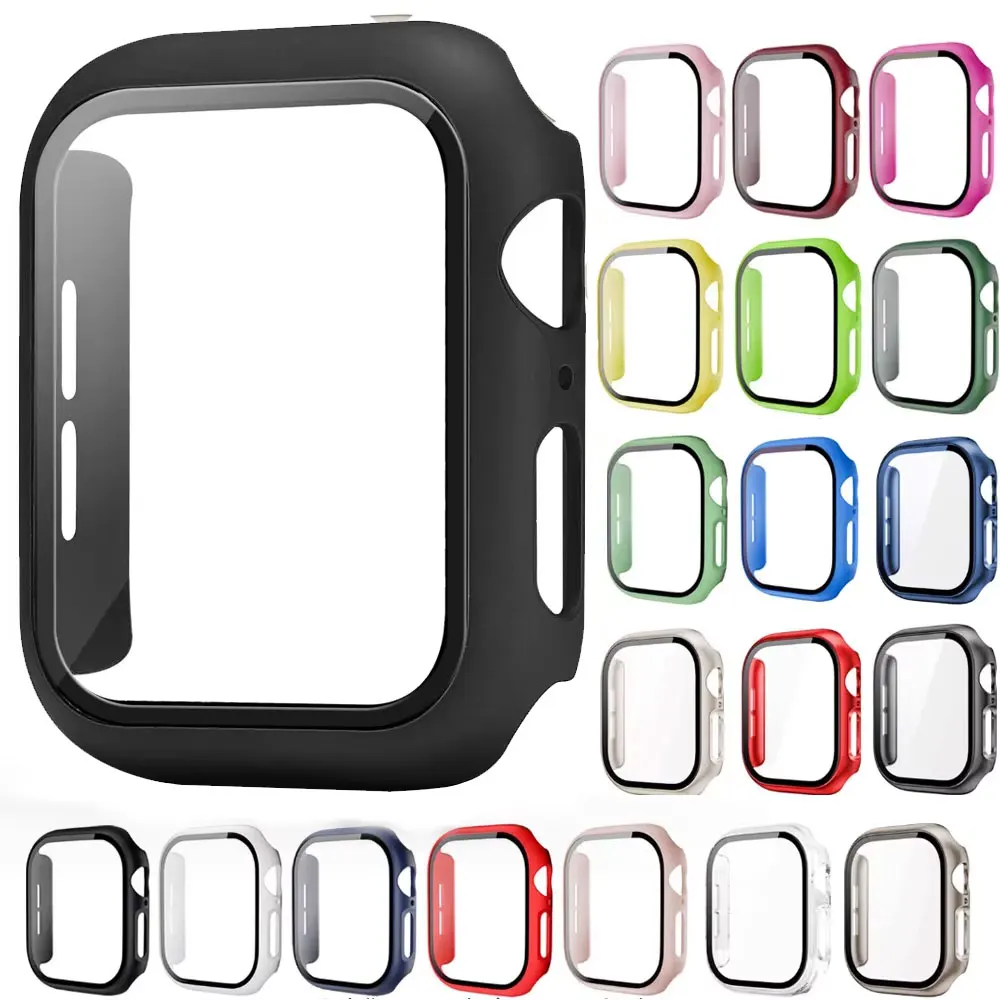 Tempered Glass Screen Protector Case Cover For Apple Watch Series 9 Ultra 8 7 6 5 4 3 2 1 SE 49MM 45MM 41MM 40MM 44MM 42MM 49 MM
