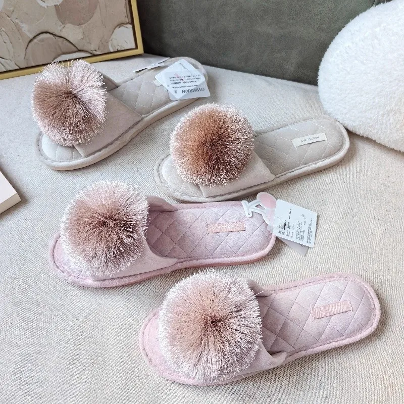 Zapatillas de punta abierta para mujer, zapatos planos de suela gruesa de piel a la moda, informales, sin cordones, para dormitorio y exteriores, novedad de invierno