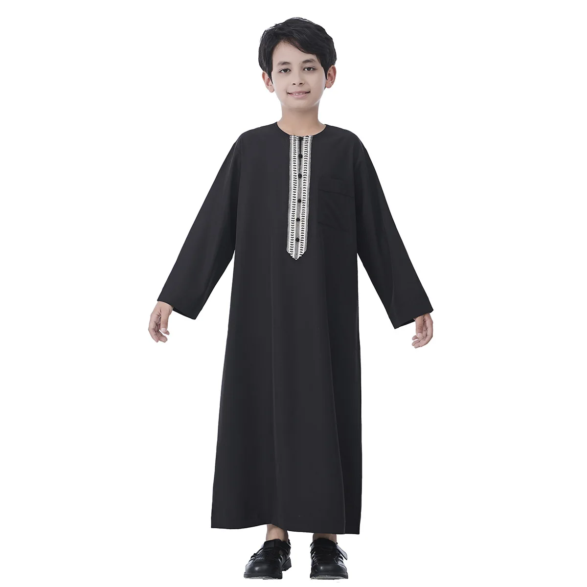 

Muslim Kids Boy Jubba Thobe Long Sleeve Dress Abaya Dubai Kaftan Djellaba Eid Thoub Daffah Dishdasha Islam Traditional Clothing