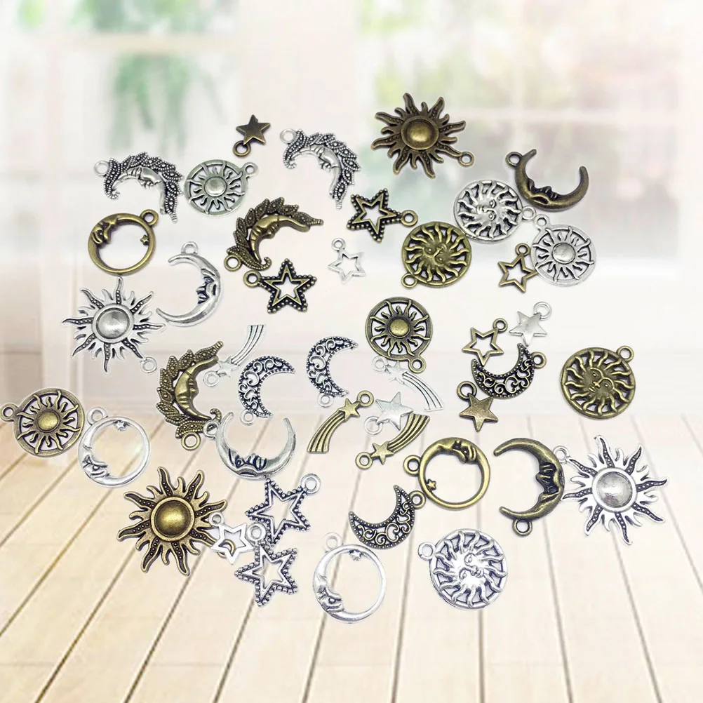 

80pcs Alloy Mixed DIY Pendant Hollow out Pendants Star Moon Charms Earring Findings Bracelet Necklace Materials Jewelry