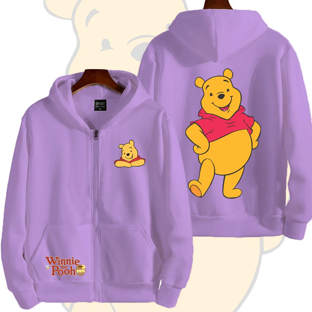 Moletom com Zíper WINNIE THE POOH para Homens, Moda Nova 2026, Moletom Feminino, Jaquetas e Casacos Fofos para Casais, Primavera Outono