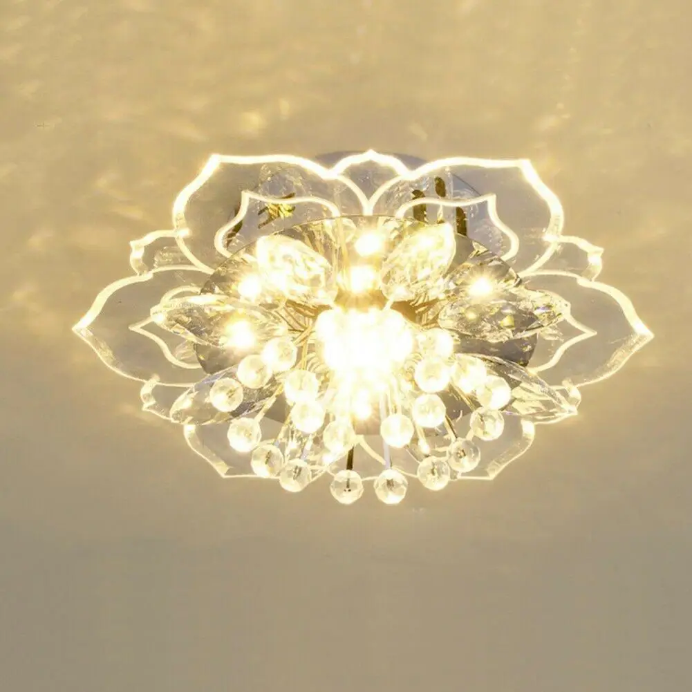 

Modern Light Flower Shape Ceiling Crystal Chandelier Bedroom Living Room Interior Hallway Kitchen LED Lighting