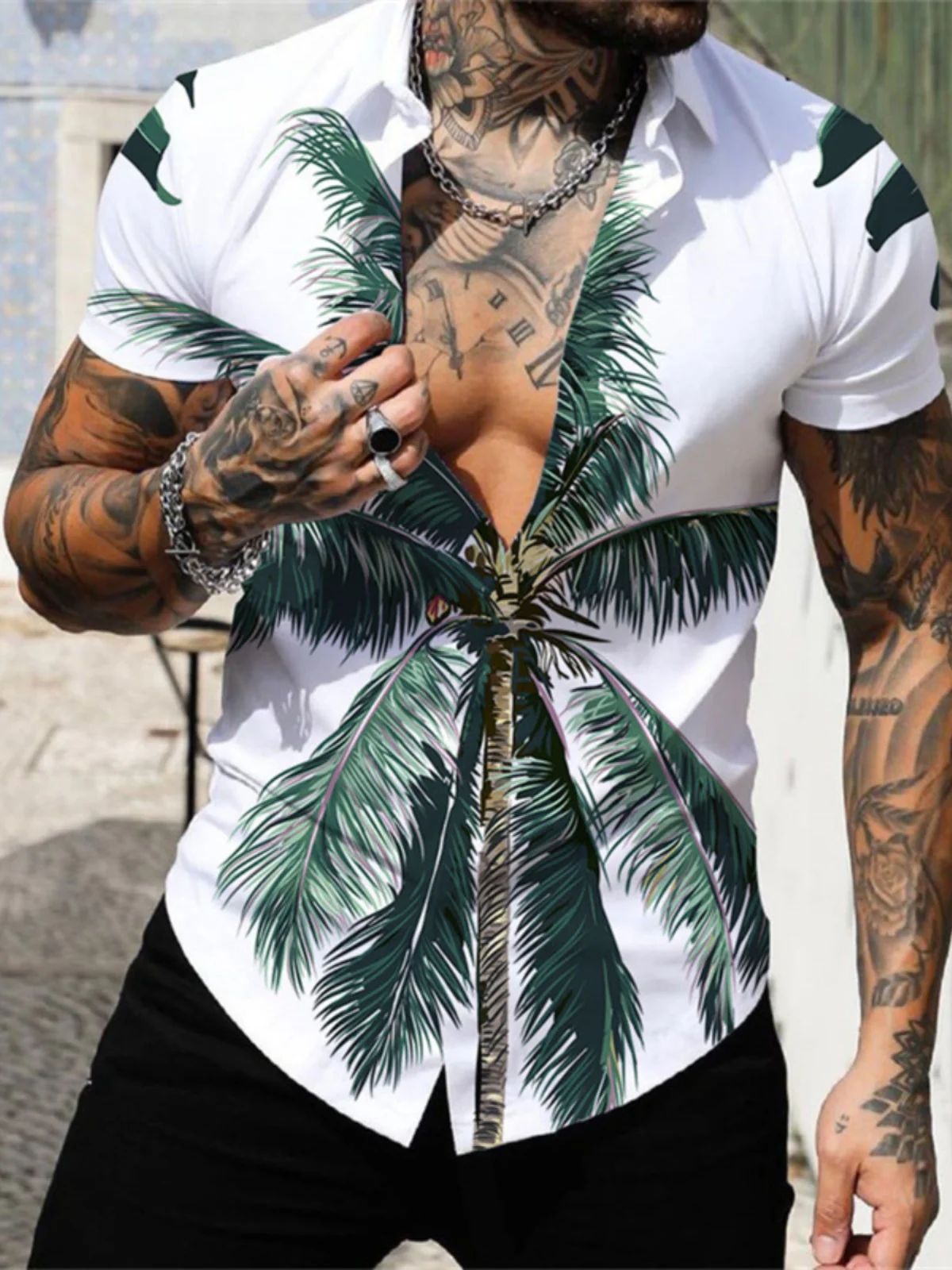 

Collar Printed Button ort Sve irt Youthful Stand Fit Moisture ng Breathable Stand Edition Summer S...