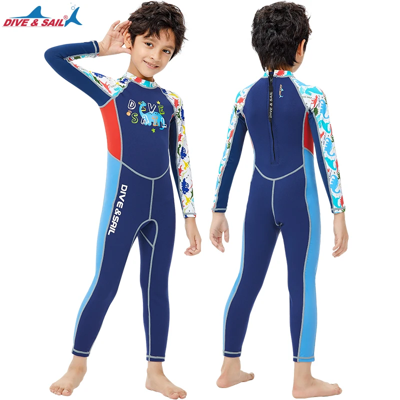 Boys Girls Kids 2.5mm Neoprene Keep Warm Wetsuit UV Protection Swimsuits Long Sleeves Diving Suits For Surfing Swimming Kayaking