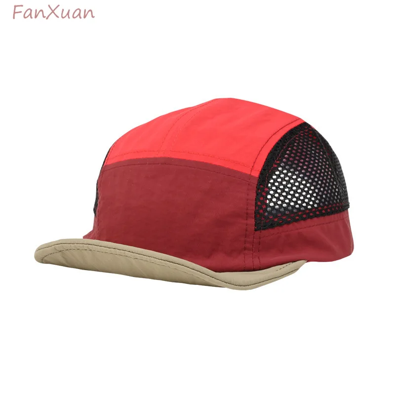 short soft brim baseball cap for men women fast drying outdoor sports dad hats unisex patchwork mesh sun hats