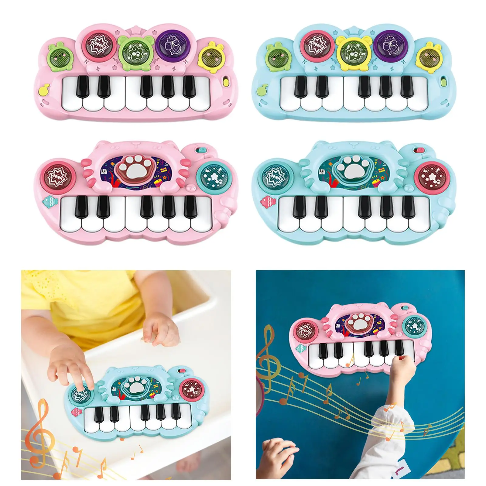 Tastiera giocattolo per pianoforte per bambini apprendimento precoce portatile musica illuminata giocattolo per bambini bambini ragazzi ragazze 1-6 anni regali di compleanno