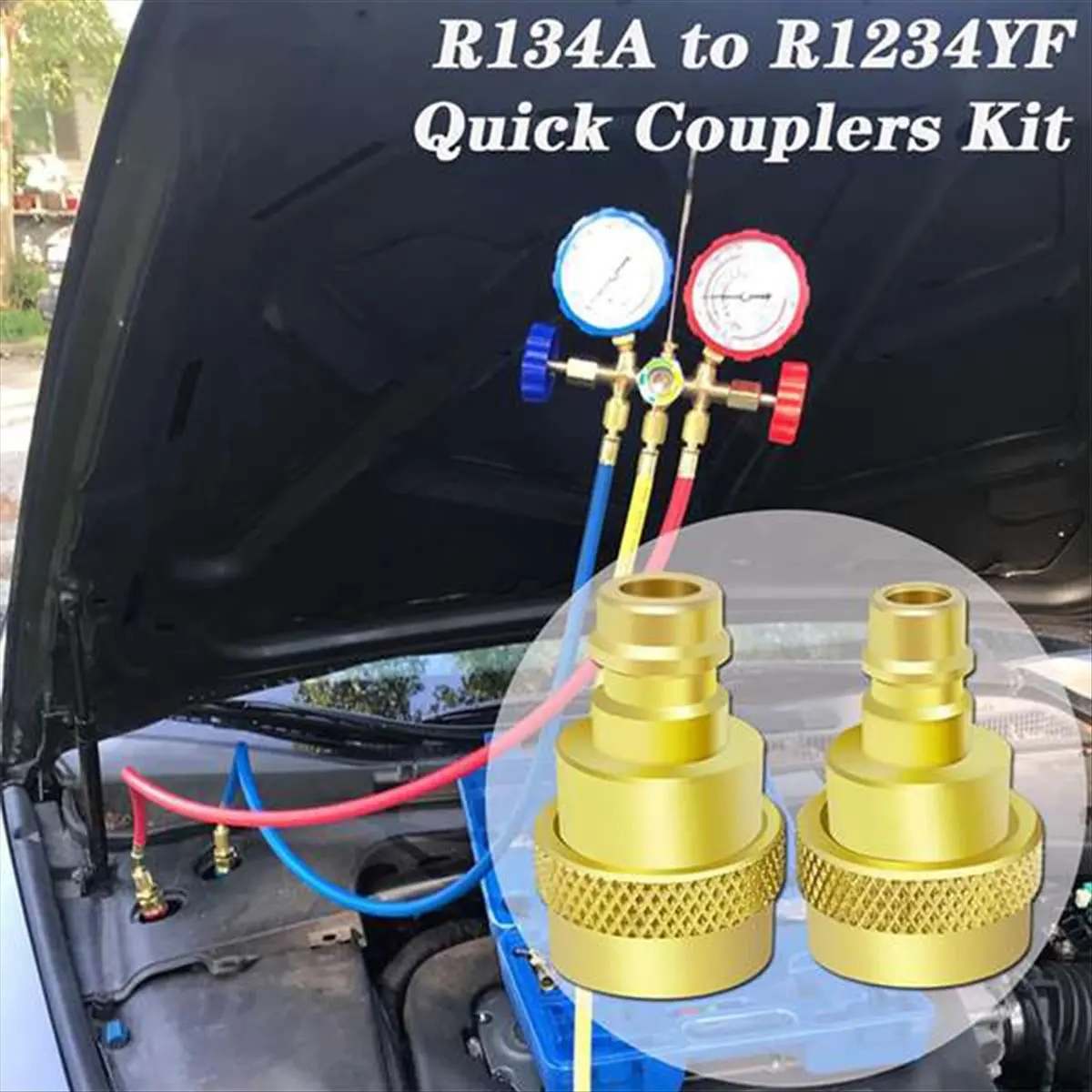 Eco-friendly R134a to R1234yf Conversion Kit,Quick Adapter Adjustable High&Low Voltage Connector, Air Conditioner Refrigerant Sy