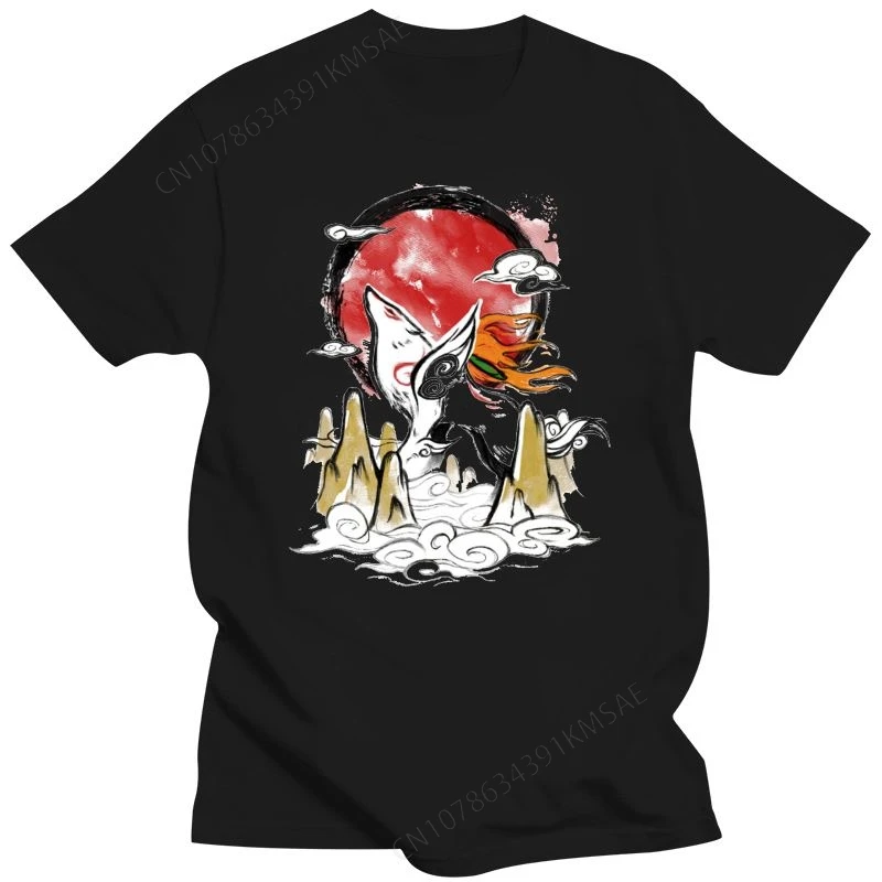 Cotton Retro Stylish Game Okami Amaterasu T Shirt For Man T-Shirt Unique Design Homme Tee Shirt