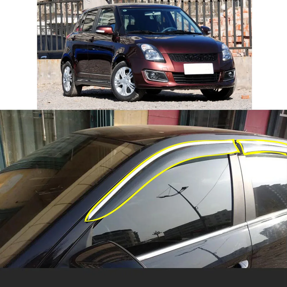 

Car Body Styling Sticker Plastic Window Glass Wind Visor Rain/Sun Guard Vent Parts For SUZUKI Swift 2013 2014 2015 2016 2017