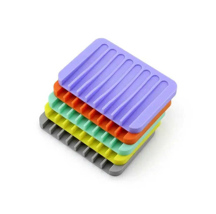 Silicone Soap Dishes Flexible Anti-skidding Soap Holder Plate Leaking Mouldproof Bathroom Kitchen Soap Tray 16 Colors Wholesale